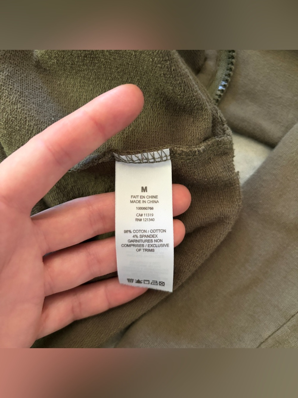 Garage olive green long sleeve cropped zip up sweater - Picture 8 of 12